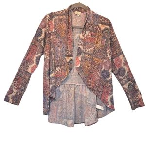 Weston Muted Multicolored High Low Open Front Cardigan Size Medium